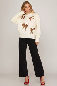 Sequin Bow Sweater