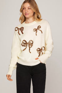 Sequin Bow Sweater