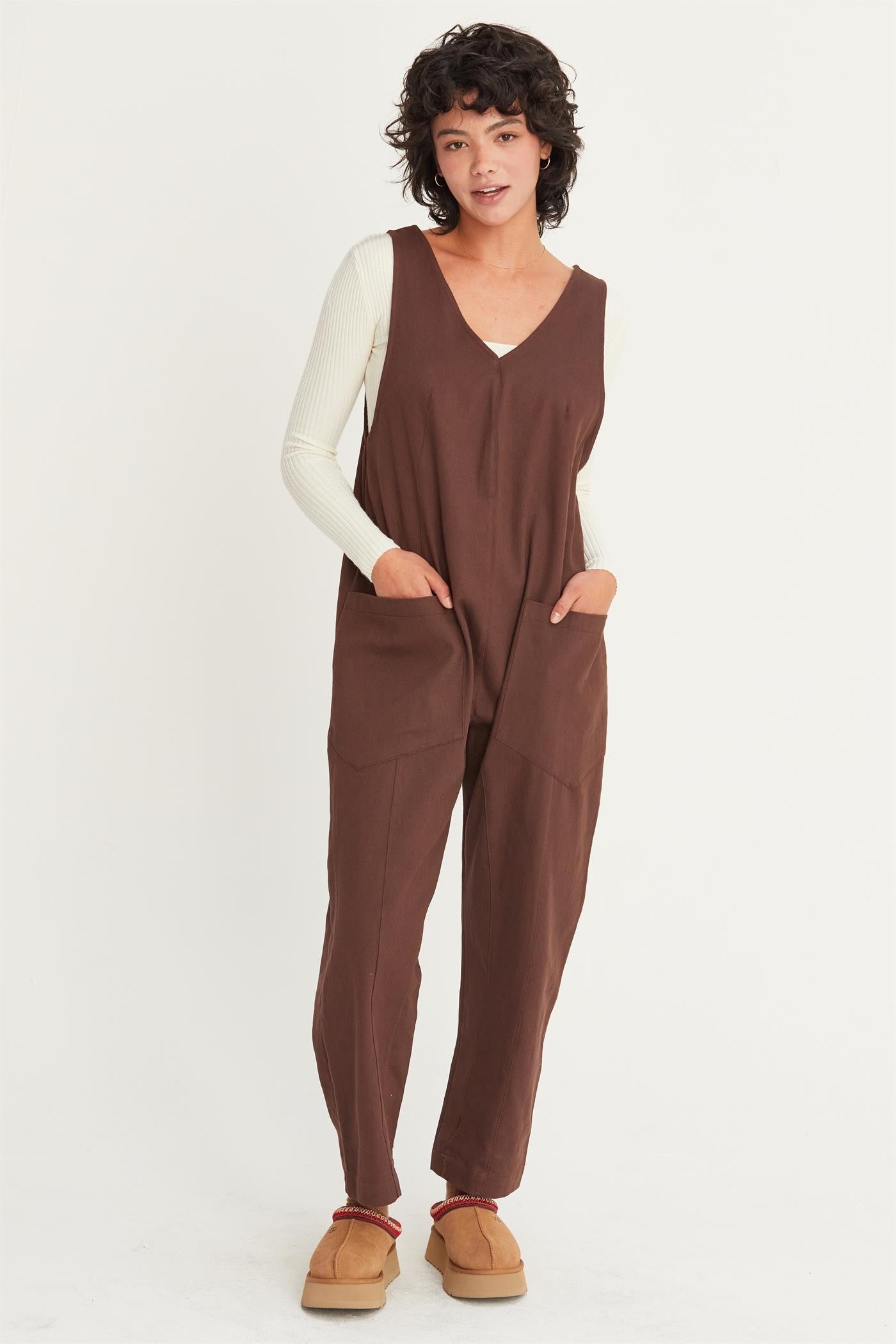 Relaxed Chesnut Woven Jumpsuit