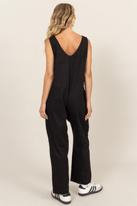 Relaxed Black Woven Jumpsuit